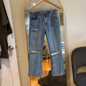 High waisted cropped flare jeans